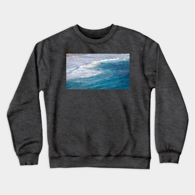 Seascape Surfers Hawaii Crewneck Sweatshirt by mcdonojj